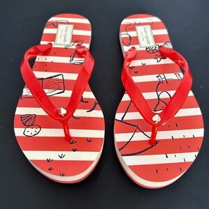 NEW Kate Spade Feldon flip-flops - red/white 7